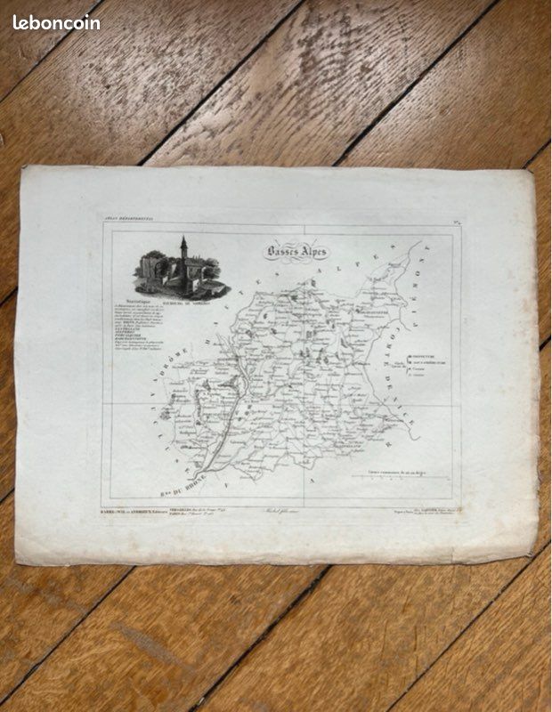 Carte ancienne du département des Basses Alpes - Digne (image 1)