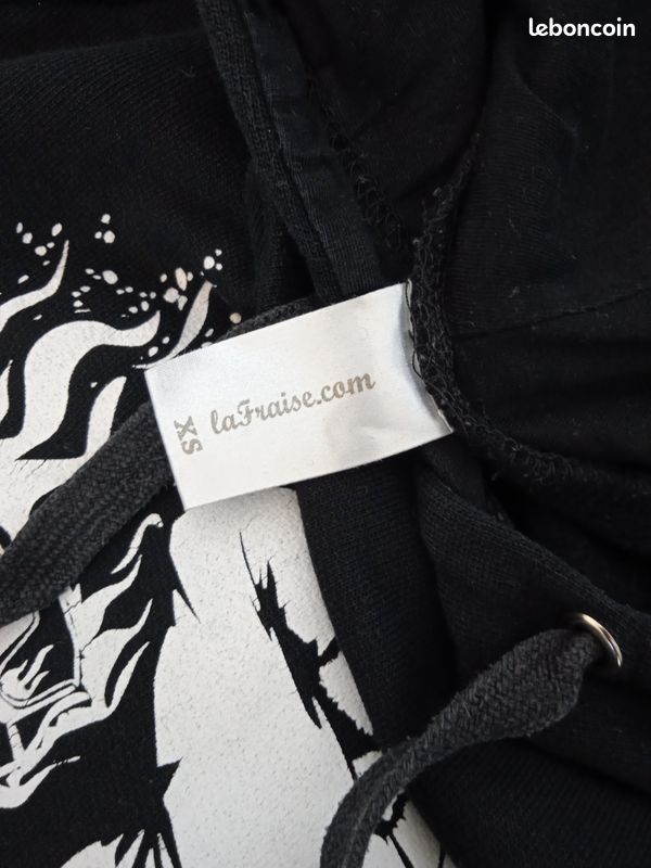 Sweat a capuche noir, motif humoristique taille xs (image 4)