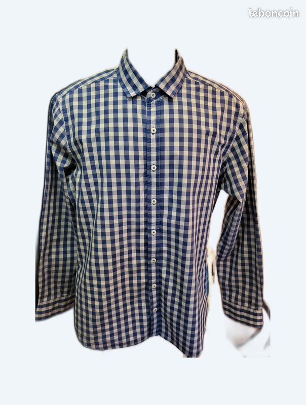 carreaux chemise oversize mango Chemise blanche à carreaux bleus en coton Mango slim fit taille L
