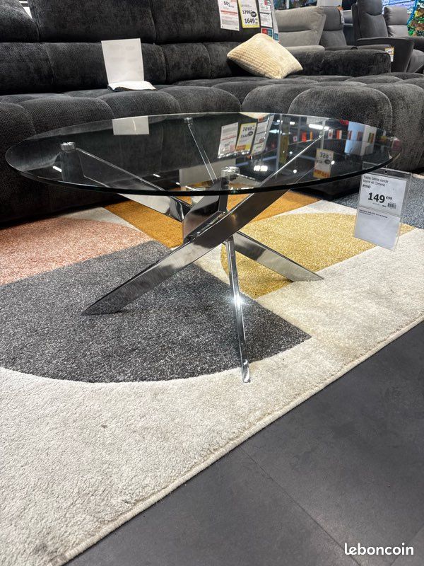 Table ronde en verre - pied inox (image 4)