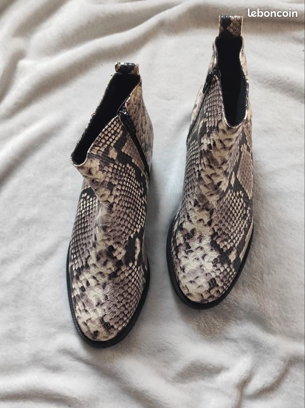 Bottines Neuves New Look - Imprimé Animal Serpent - Talon Bloc 7 Cm - Taille UK 5