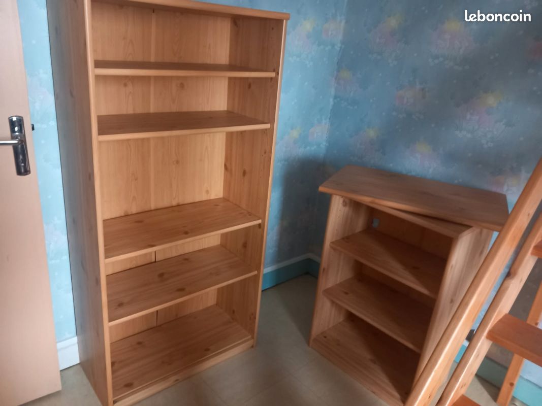 Mezzanine avec bureau étagère pour mettre au dessus du bureau plus bibliothèque plus meuble TV sur roulettes avec escalier Bon état déjà démonté je suis au RDC (image 3)