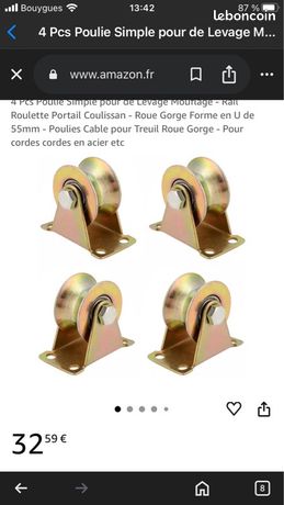 8 Pièces Poulies Simples Gorge En U 55mm Acier Galvanisé - Roues Pour Portail Coulissant, Levage Et Mouflage