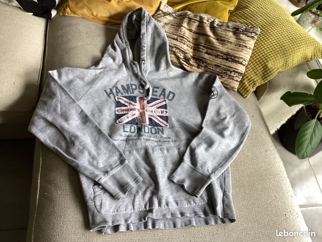 Pull à Capuche Homme H Landers Gris - Taille S Occasion Très Bon état - Manches Longues