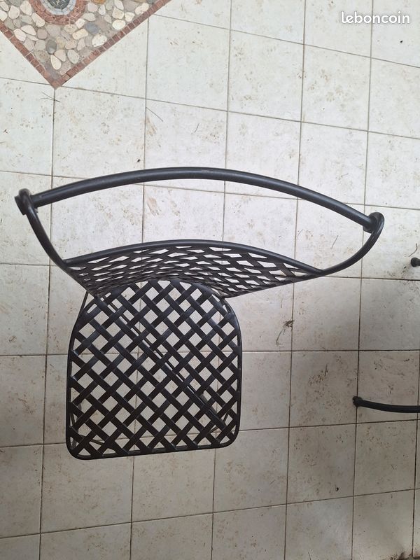 Table plateau bois et pieds en fer Forgé + 6 chaises en fer Forgé (image 11)