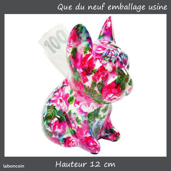 KARE DESIGN chien BULL-DOG flower power FLEURS stylisées MULTICOLORES avec fonction TIRELIRE (image 3)