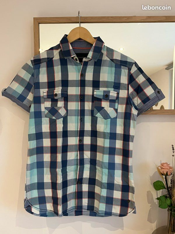 Chemise boutonnée homme Bonobos L41413 bleue coupe slim