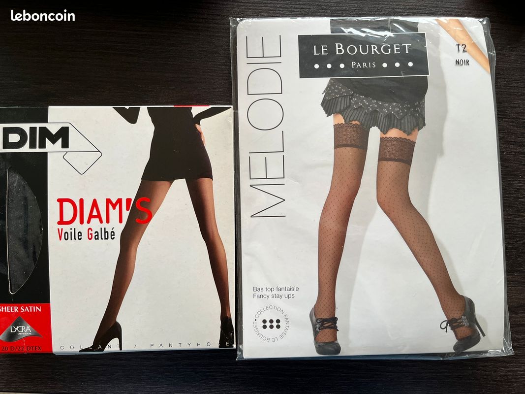 Lot 1 collant et 1 bas stay up - noir - T2 (image 1)