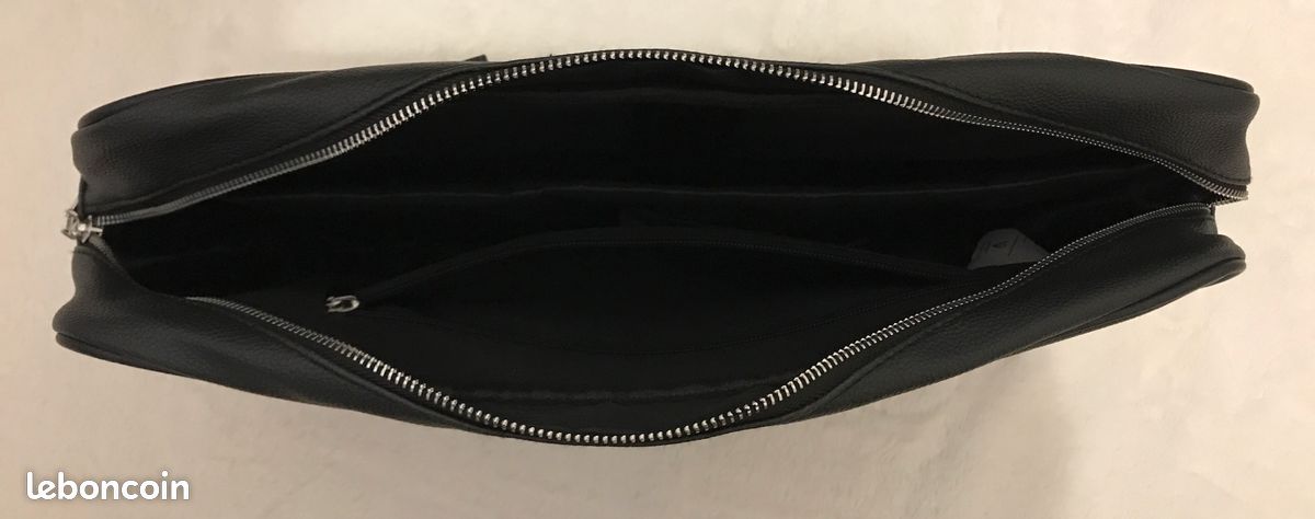 Mallette Souple Simili Cuir Noir - Dimensions 40,5x35,5 Cm, Fermoir Quart De Tour, Neuve Sans étiquette