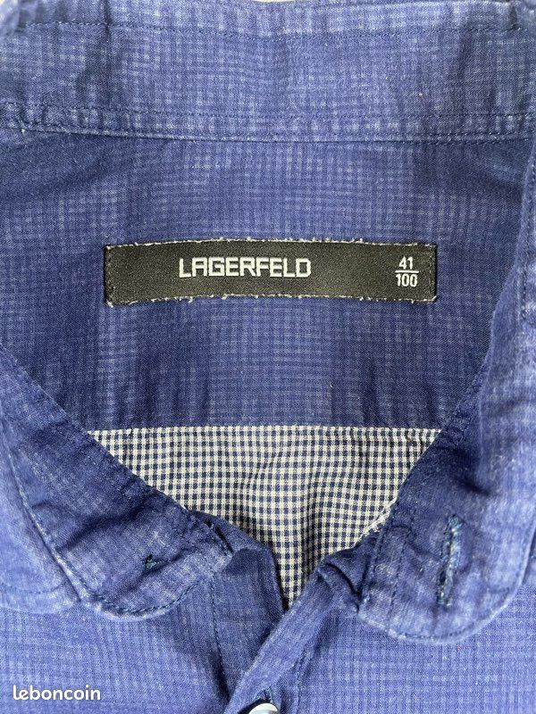 Chemise Lagerfeld bleu 100% coton taille 41 Xl homme (image 2)