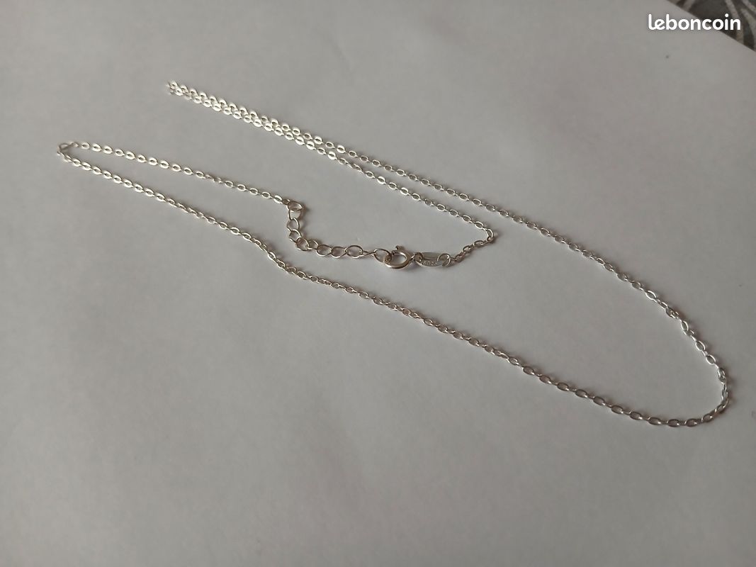 Collier à Chaînes En Argent Massif 925 - Taille 56 Cm, Occasion