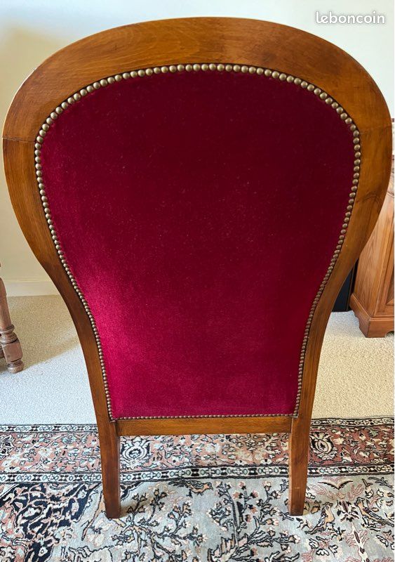 Fauteuil Voltaire velour rouge (image 3)