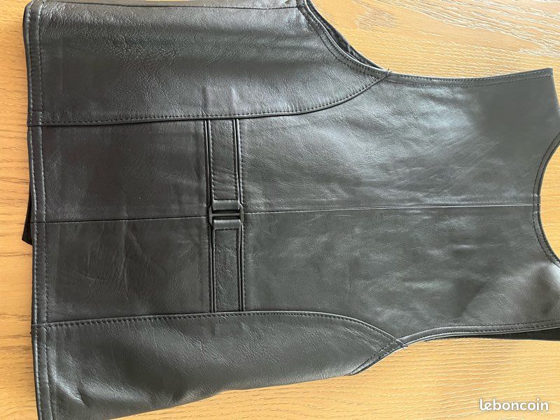 Gilet cuir sans manche noir (image 5)