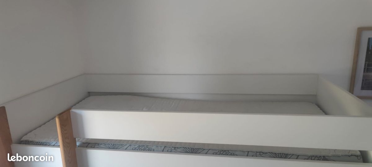 Lit mezzanine 1 place avec bureau et rangements avec matelas (image 6)