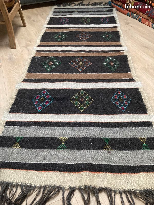Long Kilim berbère artisanal en poil de chèvre (image 3)