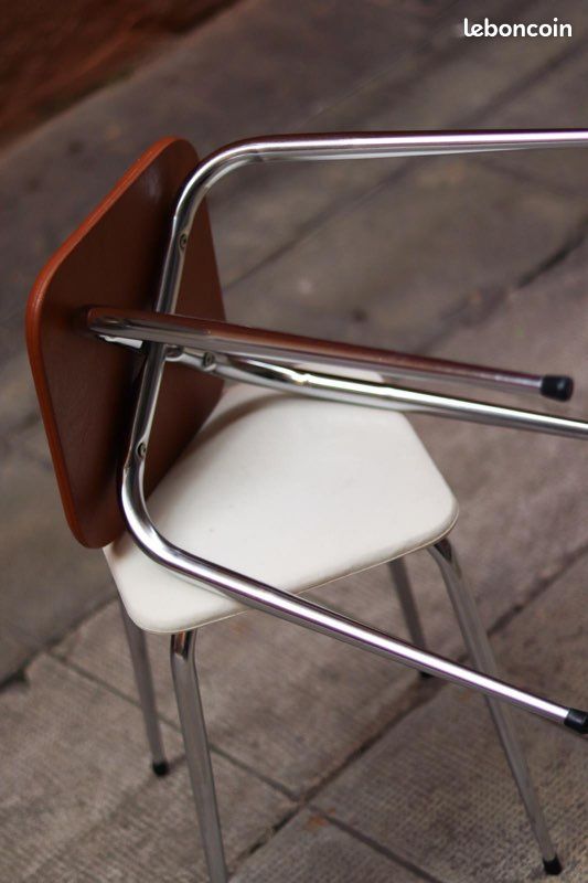 Duo de tabourets skaï marron & blanc (image 6)