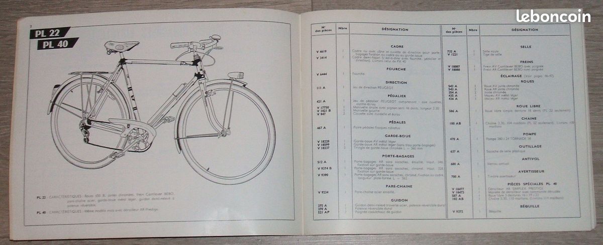 Lot De Pièces De Vélo Anciennes PEUGEOT – Tôle Peinte – French Cycle – Occasion