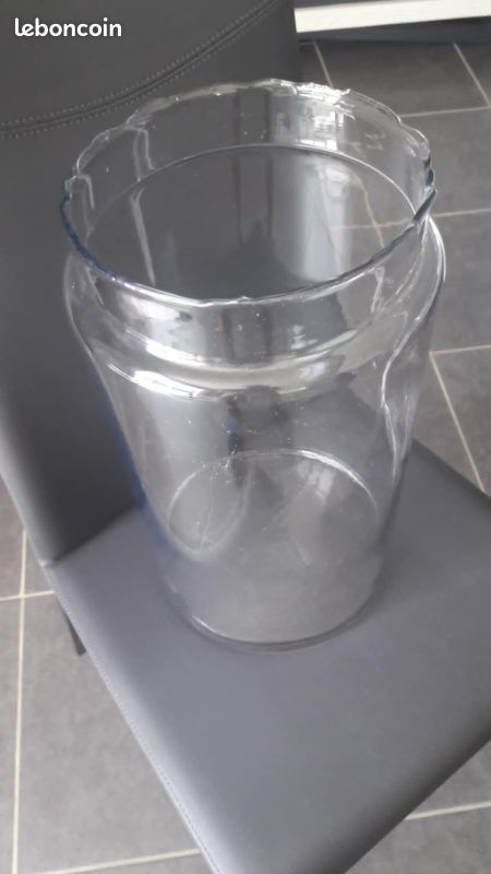 Grand vase de sol cylindrique en verre épais et transparent Hauteur 45 cm (image 3)