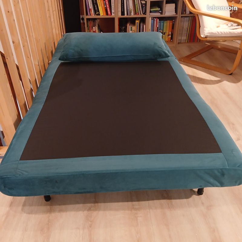 Banquette Clic-clac velours bleu pétrole - Excellent état (image 4)