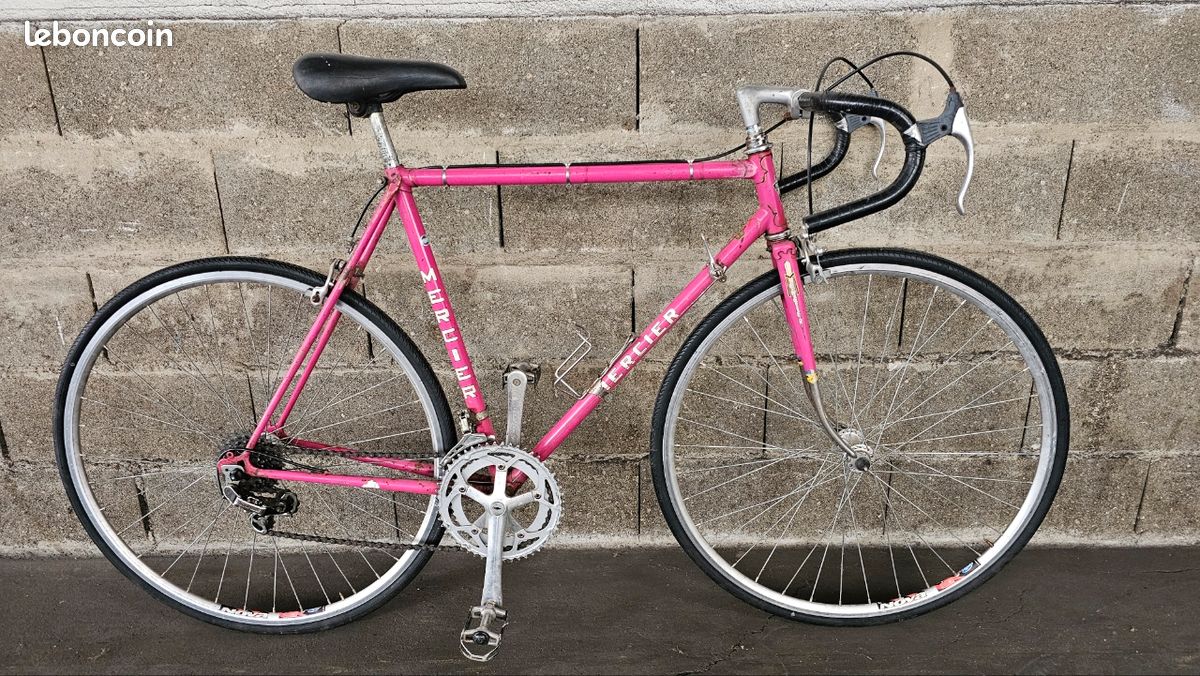 Vélo De Course Vintage Mercier – Homme – Cadre Acier Rose 57cm – 10 Vitesses