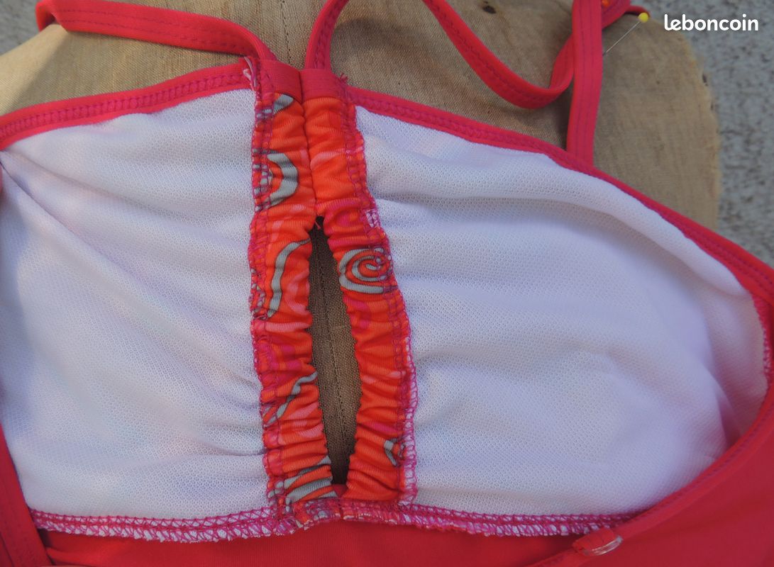 Haut de tankini dos nu corail et rose (image 2)