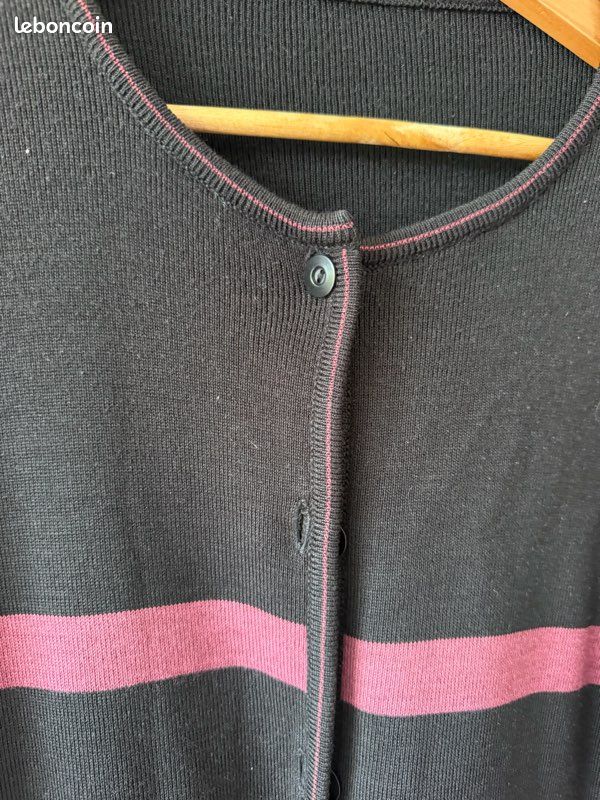 Gilet noir à rayures rose et rouge – taille XL (image 2)