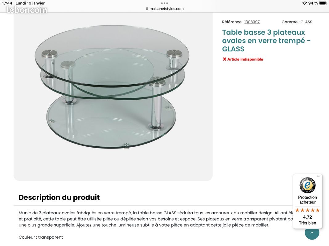 Table de salon en verre (image 12)