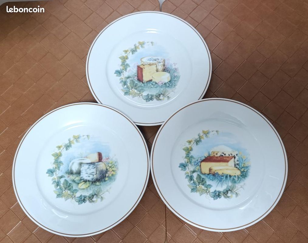 6 assiettes dessert Porcelaine de Sologne | Auberge Vintage & Cie