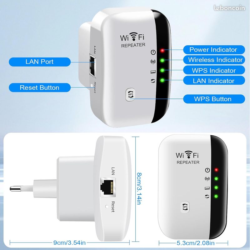 Amplificateur WiFi - YOKULI - Répéteur WiFi Puissant - 4 Antennes