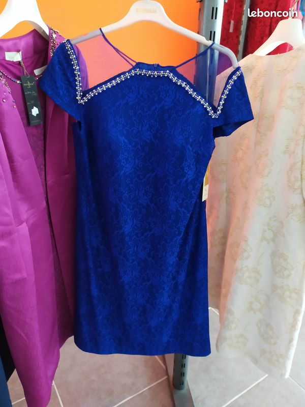 Robe de soirée/cocktail, NEUVE, bleu roi, taille 46/48 (image 2)