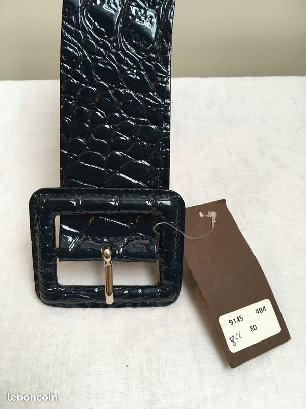 Ceinture bleu marine imitation croco Di-Cintura T.80 - Neuve, étiquetée (image 3)
