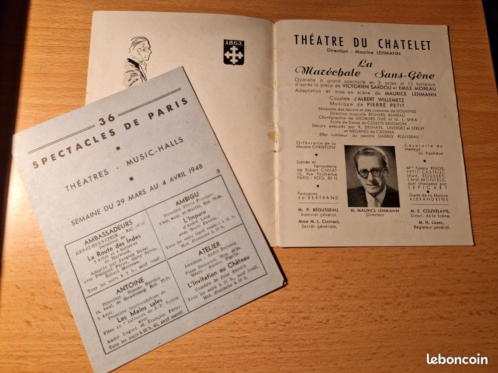Théâtre du Châtelet - programme 1948 - La Maréchale Sans-Gêne - Victorien Sardou (image 3)