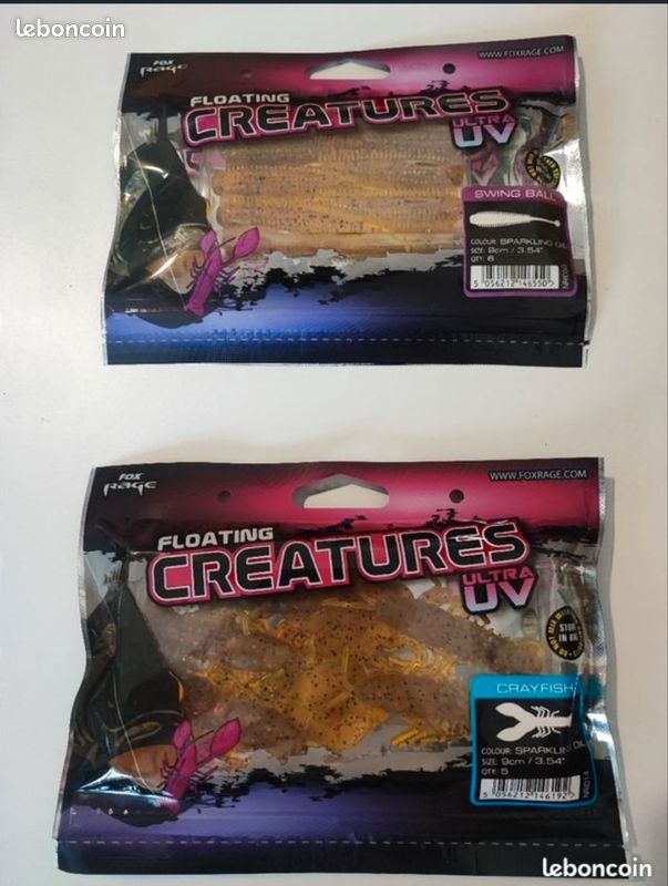 Lot De 20 à 50 Leurres Souples Fox Rage UV – 9cm, Grayfish, Shovel Shad, Funky Worm
