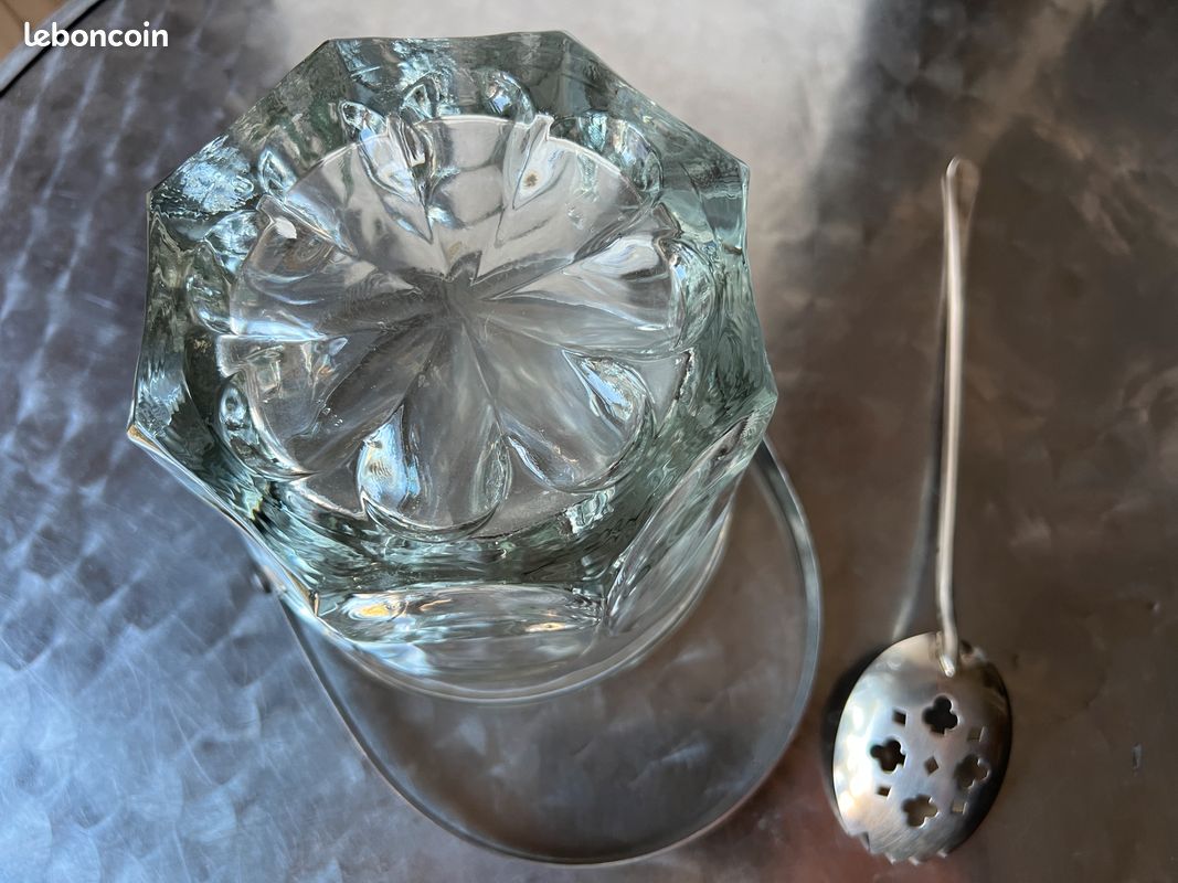 Seau à Glaçons Vintage En Cristal Avec Sa Cuillère - Hauteur 15cm Diamètre 12cm
