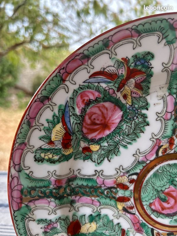 Assiette porcelaine Rose Medaillon Macao vintage (image 2)