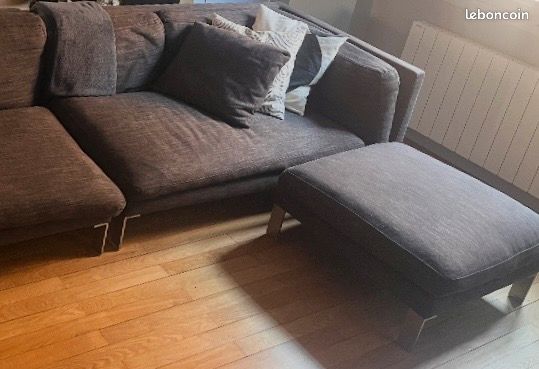Canapé d'angle gauche convertible 5 places en velours bleu nuit - BROOKE - Best Mobilier | Leroy Merlin