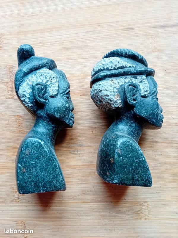 Paire Sculptures art africain tête d'homme. Négociation possible... (image 7)