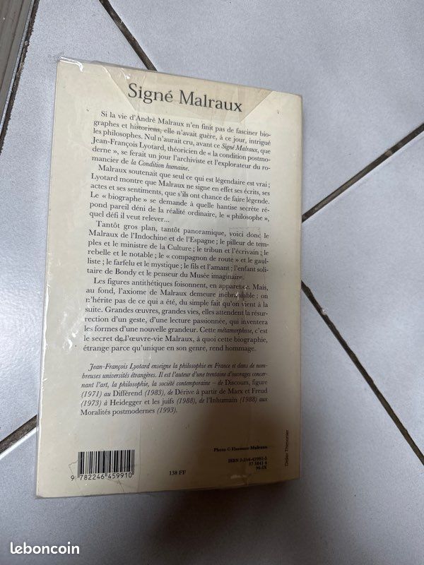 Livre Signé Malraux Jean François Lyotard (image 3)