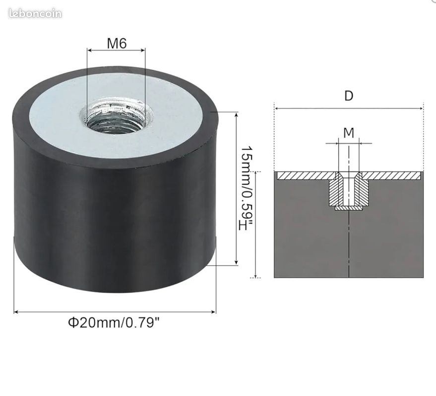 Silent bloc M6x15 (image 2)
