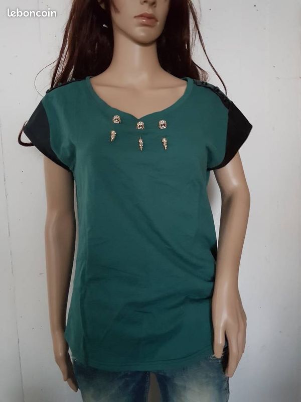 Osley shirt destroy manches courtes simili cuir (image 1)