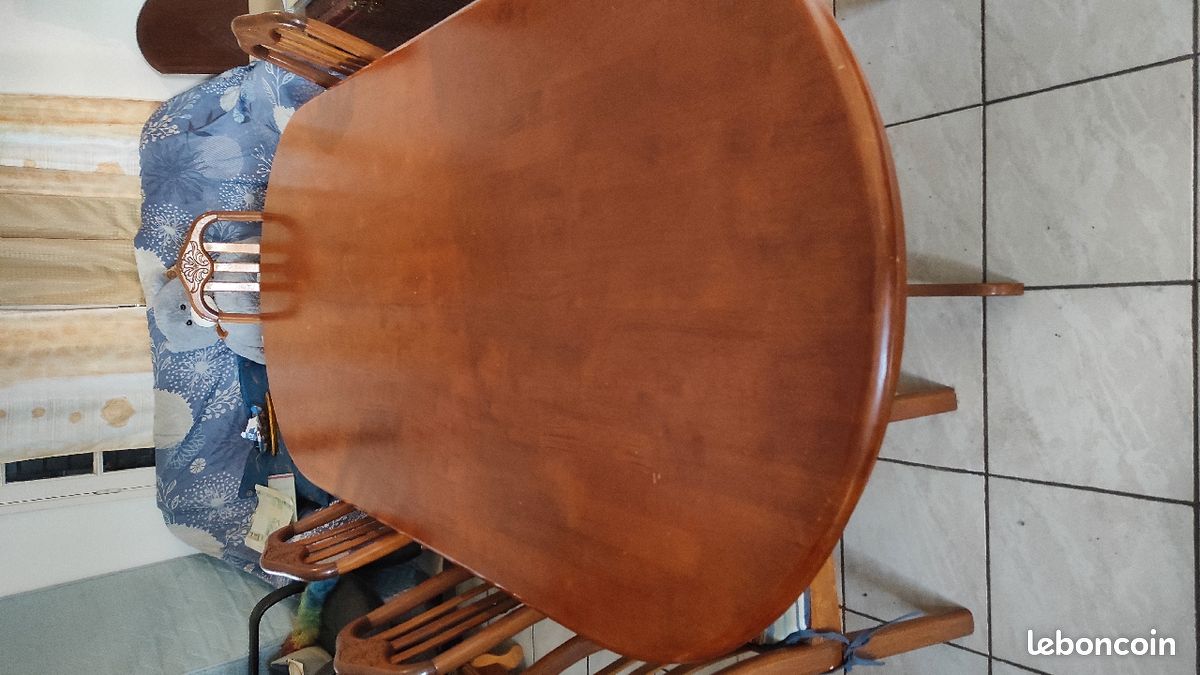 Grande table a manger 2m45x1m20 + 6 chaises en bois massif (image 1)