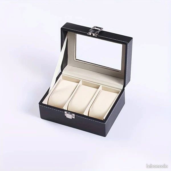 Écrin Pour Boutons De Manchettes - Imitation Cuir Noir - Boîte Cadeau Pour Bijoux - Neuf Avec étiquettes