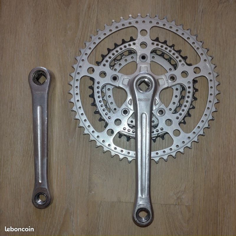 STRONGLIGHT 107 PÉDALIER crankset Triple 175mm 14x125 52/42/32 Peugeot Gitane EUR 55,00 - FR