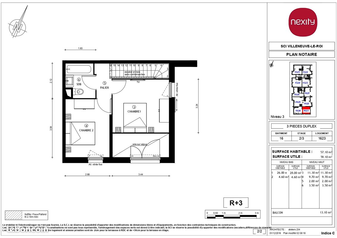 Appartement a louer villeneuve-le-roi - 3 pièce(s) - 57 m2 - Surfyn