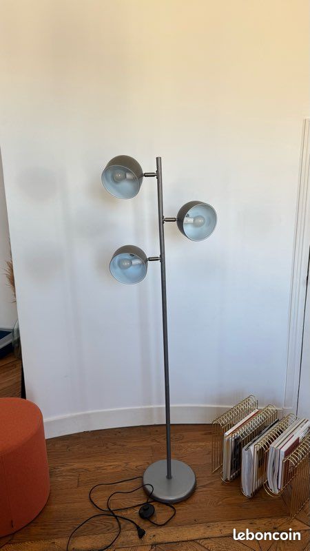 Lampadaire gris argent, 3 lumières (image 3)