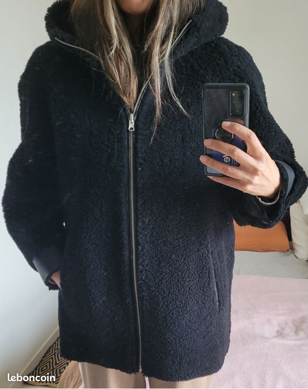 Pull à Capuche Maje Femme, Noir, En Laine, Taille M, D'occasion En Parfait état