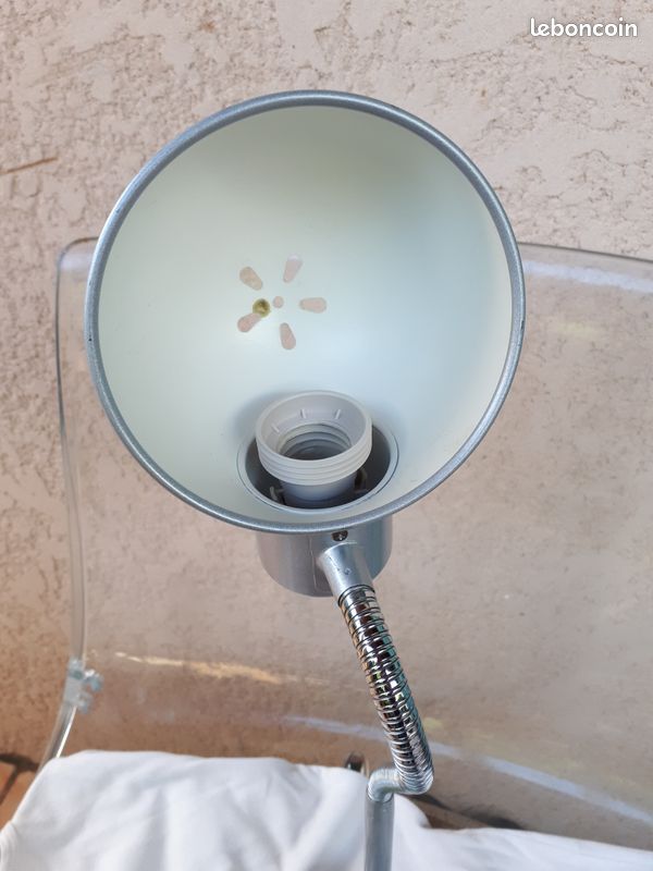 Lampe bureau industriel, métal gris, vintage. TBE (image 6)
