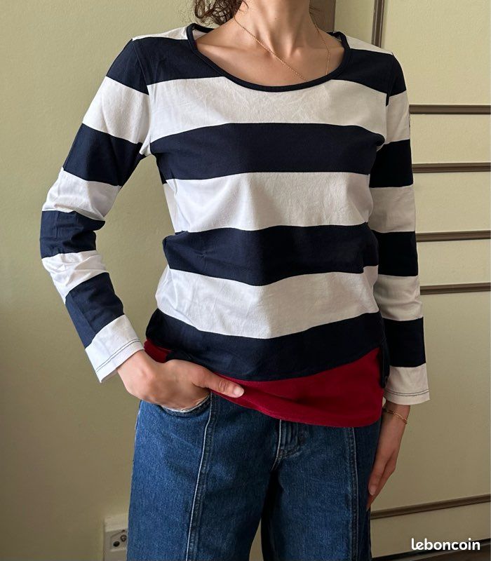 Pull marinière doux en coton, Taille M, Terre de Marins (image 3)