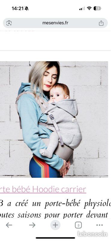 Porte bébé “je porte mon bébé” Hoodie Carrier Équipement bébé