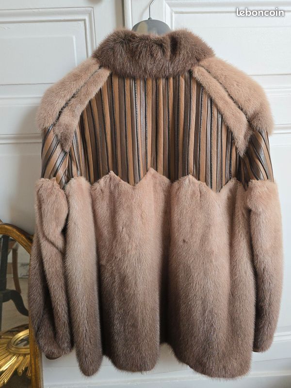 Manteau vison et cuir vintage – Fourrures du Canada – pièce haut de gamme (image 2)